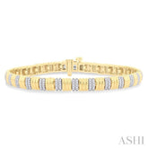 3/4 Ctw Ribbed Round Cut Diamond Pirouette Fashion Bracelet in 14K Yellow Gold