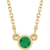 14K Yellow Gold Natural Emerald Solitaire 16" Necklace