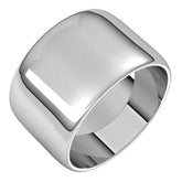 10K White Gold 12 mm Lightweight Half Round Band Size 6