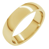 14K Yellow Gold 5 mm Lightweight Comfort-Fit Half Round Band Size 8.5