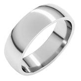 10K White Gold 6 mm Lightweight Comfort-Fit Half Round Band Size 8.5