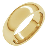 14K Yellow Gold 6 mm Comfort-Fit Half Round Band Size 10