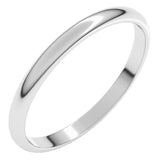 10K White Gold 2 mm Lightweight Half Round Band Size 6