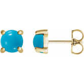 14K Yellow Gold 6 mm Natural Turquoise Earrings