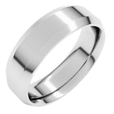 10K White Gold 6 mm Beveled-Edge Comfort-Fit Flat Band Size 9
