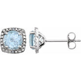 Sterling Silver Natural Sky Blue Topaz & .015 CTW Natural Diamond Earrings