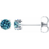 14K White Gold Natural Swiss Blue Topaz Scroll Setting® Stud Earrings