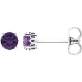 14K White Gold Natural Amethyst Scroll Setting® Stud Earrings