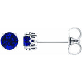 14K White Gold Lab-Grown Blue Sapphire Scroll Setting® Stud Earrings