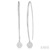 1/2 Ctw Round Dangler Lovebright Diamond Earring in 14K White Gold