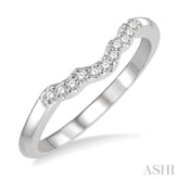 1/10 Ctw Waves Center Round Cut Diamond Wedding Band in 14K White Gold