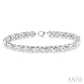 1/10 Ctw 'X' and SQ Single Cut Diamond Bracelet in Sterling Silver