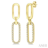 1/6 Ctw Round Cut Diamond Paperclip Earrings in 14K Yellow Gold