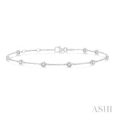 3/4 Ctw Circular Mount Round Cut Diamond Station Bracelet in 14K White Gold