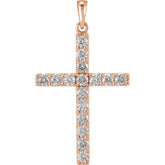 14K Rose 1 1/4 CTW Natural Diamond Cross Pendant