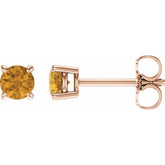 14K Rose Gold 4 mm Natural Citrine Earrings