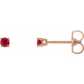 14K Rose Gold 2.5 mm Lab-Grown Ruby Earrings