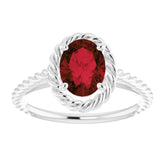 Sterling Silver Natural Mozambique Garnet Rope Ring