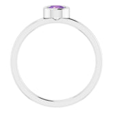 Platinum 4.5 mm Natural Amethyst Ring