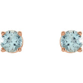 14K Rose Gold 2.5 mm Natural Aquamarine Earrings