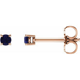 14K Rose Gold 2.5 mm Natural Blue Sapphire Earrings