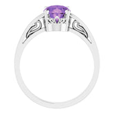 14K White Natural Amethyst Ring