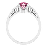 14K White Natural Pink Tourmaline Ring