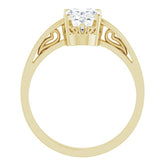 14K Yellow Natural White Sapphire Ring