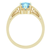 14K Yellow Natural Aquamarine Ring
