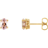 14K Yellow Natural Pink Morganite Earrings