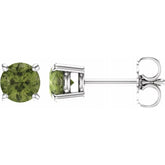 14K White Gold 5 mm Natural Peridot Earrings