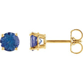 14K Yellow Gold 4 mm Natural London Blue Topaz Earrings