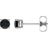 14K White Gold 4 mm Natural Black Onyx Earrings