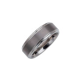 Tungsten 8 mm Stepped-Edge Inlay Comfort-Fit Band Size 13