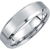 White Tungsten 6 mm Beveled-Edge Inlay Band Size 8
