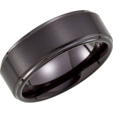 Black PVD Tungsten 8 mm Stepped-Edge Comfort-Fit Band Size 11.5