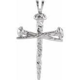 Sterling Silver Nail Design Cross Pendant
