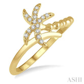 1/10 Ctw Palm Tree Round Cut Bead Bijoux Diamond Petite Fashion Ring in 10K Yellow Gold