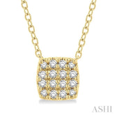 1/8 Ctw Cushion Shape Round Cut Diamond Petite Fashion Pendant With Chain in 10K Yellow Gold