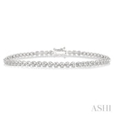 1 Ctw Round Cut Diamond Illusion Tennis Bracelet in 10K White Gold