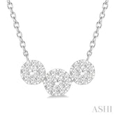 1/2 Ctw 3-Stone Lovebright Round Cut Diamond Necklace in 14K White Gold