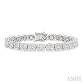 7 Ctw Round Cut Diamond Lovebright Tennis Bracelet in 14K White Gold