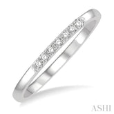 1/10 Ctw Straight Row Center Single Cut Diamond Stackable Fashion Petite Band in 10K White Gold