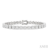 5 Ctw Round Cut Diamond Lovebright Tennis Bracelet in 14K White Gold