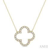 1 Ctw Clover Round Cut Diamond Pendant With Chain in 14K Yellow Gold