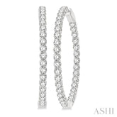 7 Ctw Inside-Out Round Cut Diamond 1 1/2 Inch Hoop Earrings in 14K White Gold