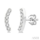 1/10 Ctw Arc Round Cut Diamond Petite Fashion Stud Earrings in 10K White Gold