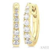 1/4 Ctw Graduated Round Cut Diamond Fashion Huggie Petites in 10K Yellow Gold