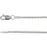 Rhodium-Plated Sterling Silver 1.25 mm Wheat 16" Chain