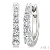 1/4 Ctw Graduated Round Cut Diamond Fashion Huggie Petites in 10K White Gold
